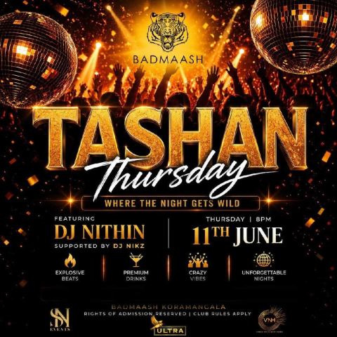Poster: Tashan Thursday, Badmaash Koramangala, Oct 29