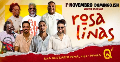 Cartaz: SAMBA DAS ROSALINAS na BATUQ!!, Batuq Casa de Samba, 1 de nov.