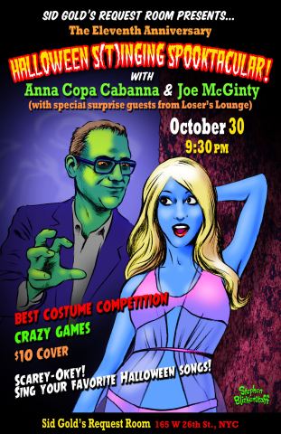 Poster: Anna Copa Cabanna & Joe McGinty’s Halloween Spooktacular!, Sid Gold's Request Room, Oct 30