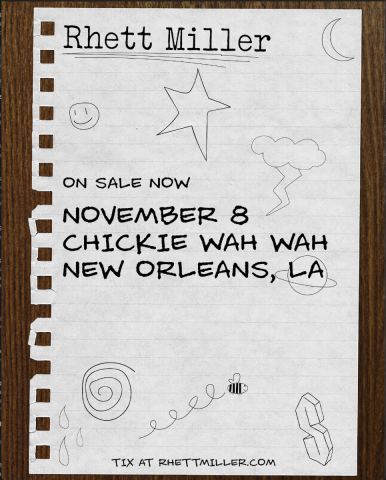 Poster: Rhett Miller, Chickie Wah Wah, Nov 8