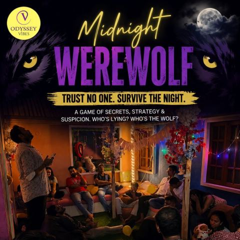 Poster: Saturday Midnight Werewolf Game Night, Mushroom Studio - Learn, Oct 31