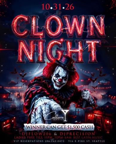Poster: Clown Night, Cultura Seattle, Oct 31