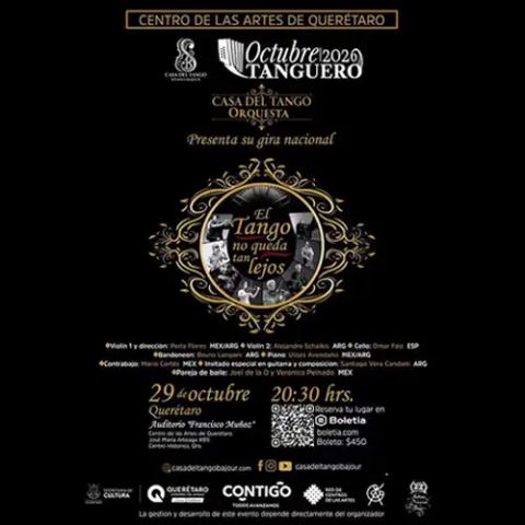 Cartel: El tango no queda tan lejos, Centro de las Artes de Querétaro (CEART), 29 oct