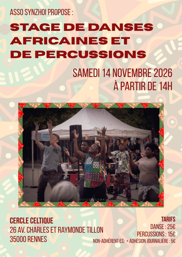 Affiche : Stage de danses africaines et de percussions