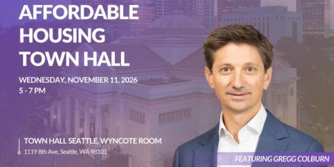 Poster: Affordable Housing Town Hall, Town Hall Seattle, Nov 11
