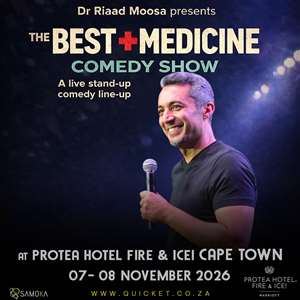 Poster: Riaad Moosa & Friends: The Best Medicine Comedy Show, Protea Hotel Fire & Ice! Cape Town, Nov 7