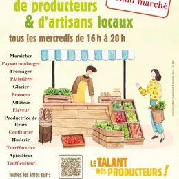 Poster: Grand marché mensuel de producteurs et artisans locaux, Brasserie Petitdemange, Nov 4