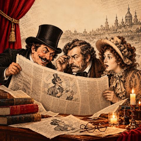 Affiche : An Intimate Literary and Musical Performance: “The Deceitful Newspaper Seller and the Gullible Reader”, Russian House in Brussels, 14 nov.