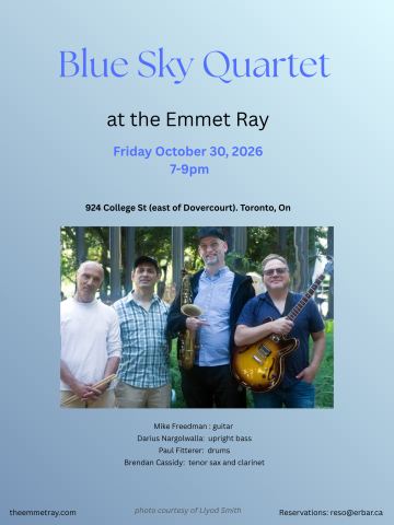 Poster: The Blue Sky Group, Progressive improvised Jazz, The Emmet Ray, Oct 30