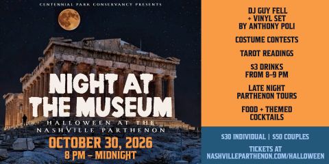 Poster: Night at the Museum: Halloween at the Parthenon, The Parthenon, Oct 31