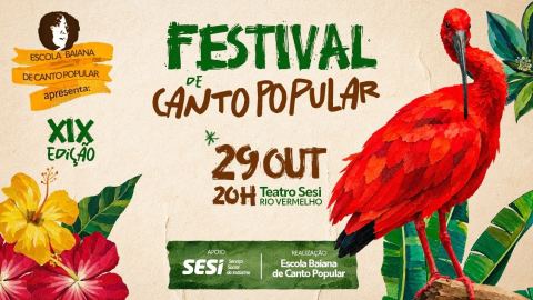 Poster: XIX Edição do Festival de Canto Popular, Teatro SESI Rio Vermelho, Oct 29