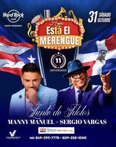 Cartel: Aquí Está el Merengue, Hard Rock Cafe Santo Domingo, 31 oct