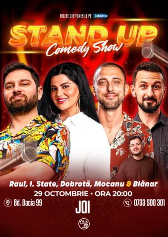 Afiș: Stand-up Comedy cu Raul Gheba, Ioana State, Dobrotă, Mocanu - Blănar la Club 99, Club 99, 29 oct.