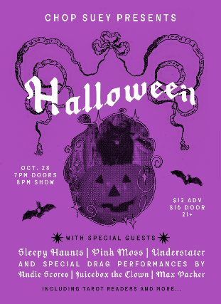 Poster: Halloween with Sleepy Haunts, Pink Moss, and Understater
