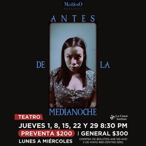 Cartel: Antes de la media noche, La Corte Teatral, 29 oct