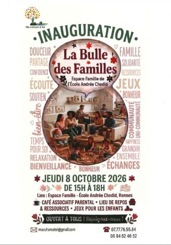 Affiche : La Bulle des Familles, Ecole Andrée Chedid, 5 nov.