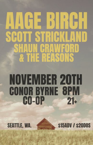 Poster: Aage Birch, Scott Strickland, Shaun Crawford & The Reasons