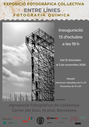 Cartel: Exposició fotogràfica 'Entre Línies. Fotografia Química', Agrupació Fotogràfica de Catalunya, 13 oct