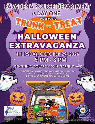 Poster: Trunk or Treat Halloween Extravaganza, Pasadena City Hall, Oct 29