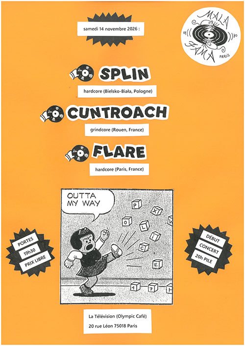 Affiche : SPLIN + CUNTROACH + FLARE @ La Télévision