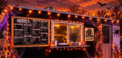 Poster: Trick or Treat, and End of Season at Buddy's Num Numz!, Merivale Mall, Oct 24