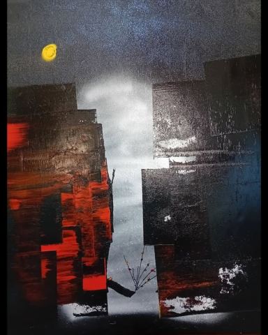 Poster: Exposition de peintures abstraites – Charles-Éric Charrier, Aux Petits Joueurs - Bistrot, Nov 5