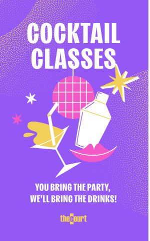 Poster: Cocktail Masterclass, The Court | Perth's Premier All-Inclusive Venue, Oct 28