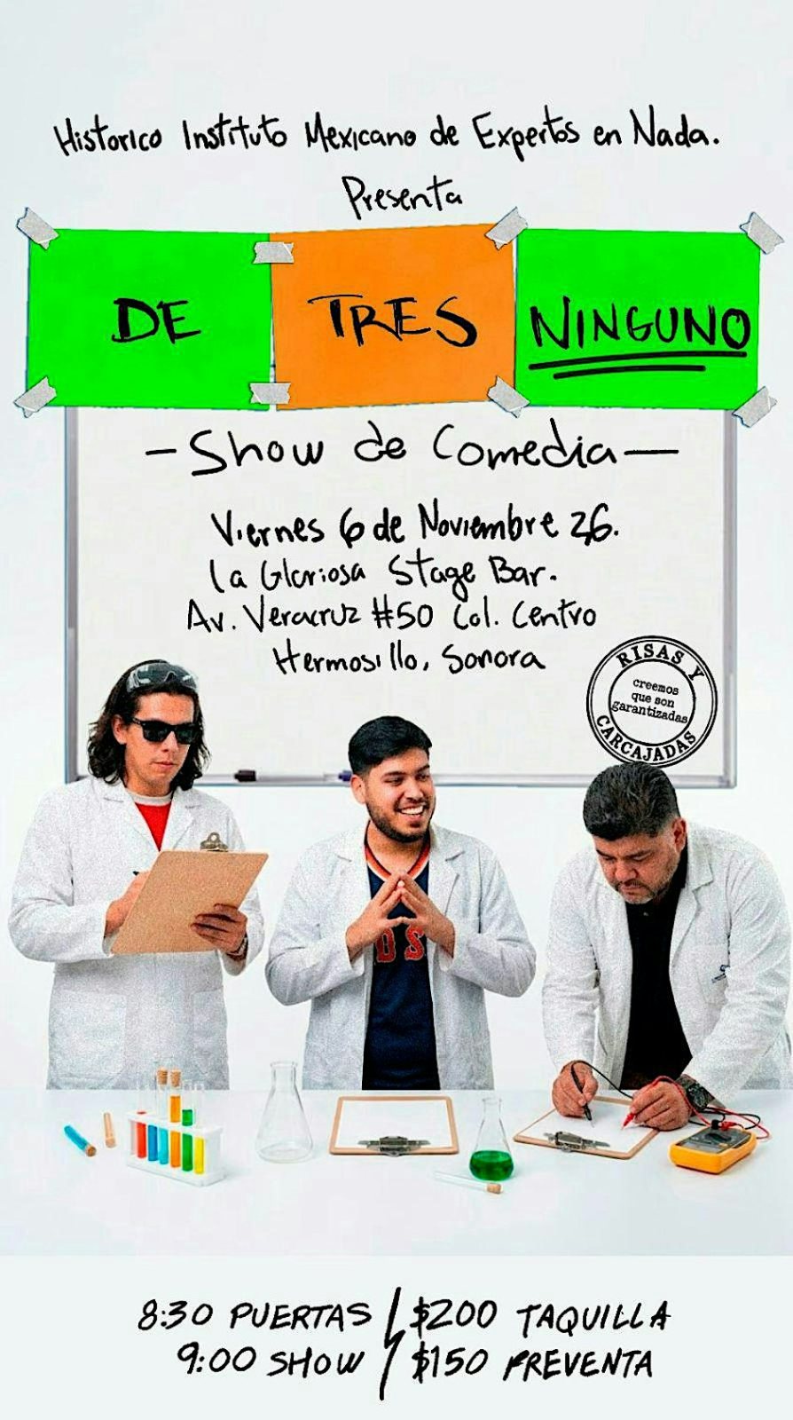 Cartel: De 3 Ninguno - Standup Comedy - Hermosillo