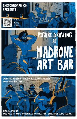 Poster: LIVE MODEL TUESDAY SKETCH, Madrone Art Bar, Nov 3