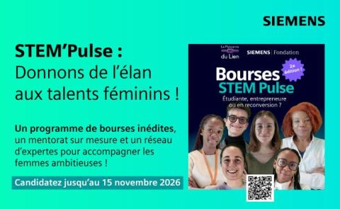 Affiche : Bourse Fondation Siemens France - STEM'Pulse, Siemens, 2 nov.