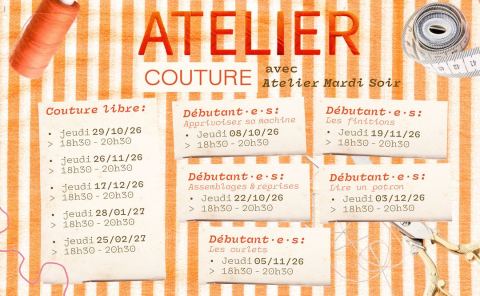 Affiche : Ateliers de couture, Les Yvette, 29 oct.
