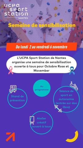 Poster: Semaine de sensibilisation pour Octobre Rose et Movember, UCPA Sport Station, Nov 2