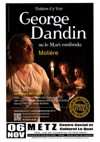 Affiche : George Dandin, comédie de Molière, Centre social et culturel Le Quai, 6 nov.
