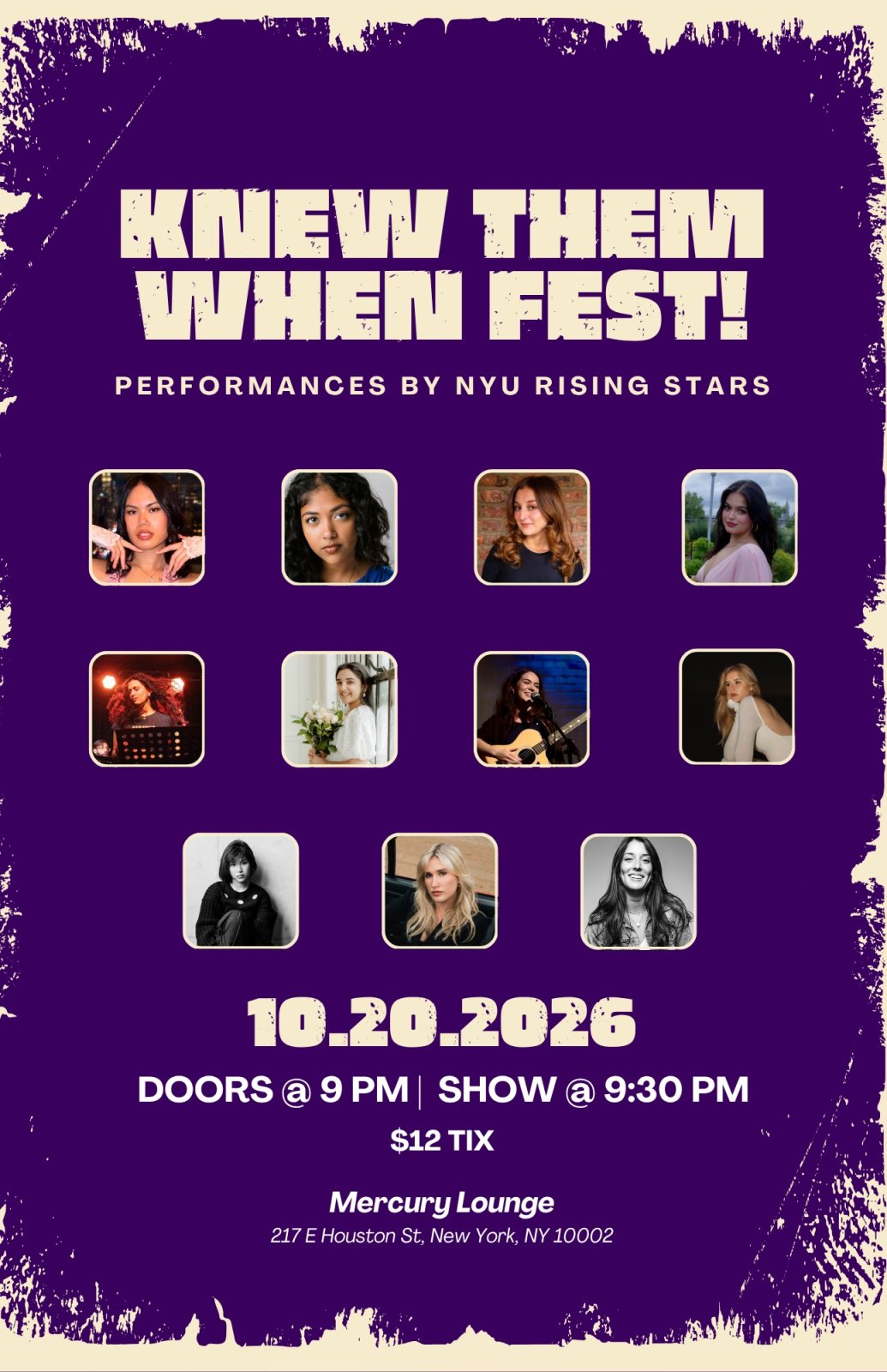 Poster: Knew Them When Fest: Performances by NYU Rising Stars