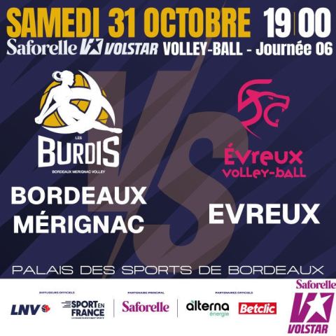 Affiche : Volley - Burdis / Evreux, Palais des Sports de Bordeaux, 31 oct.