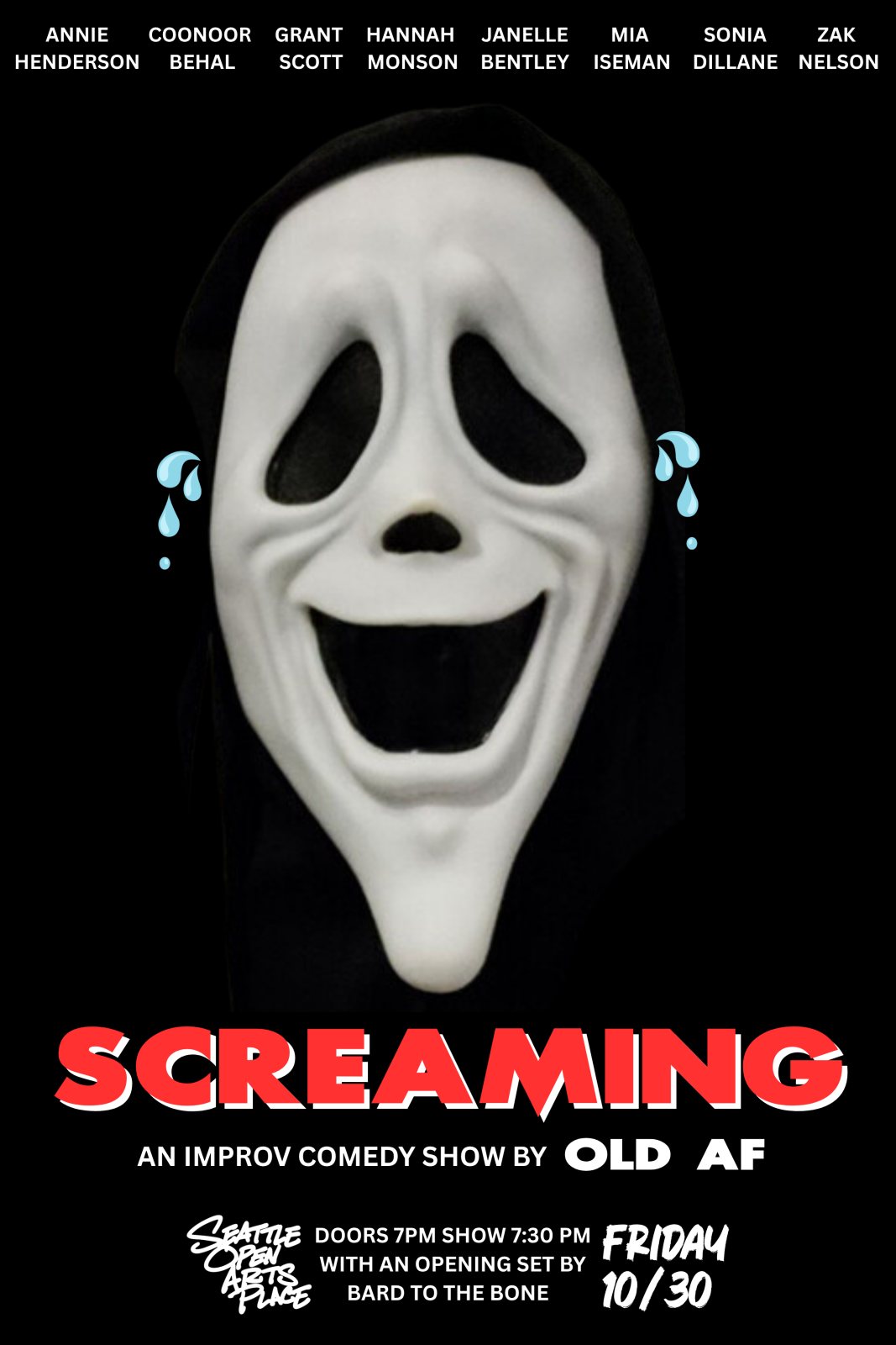 Poster: Screaming: an improv comedy show by Old AF