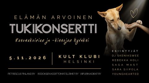 Juliste: KULT: Elämän arvoinen -tukikonsertti, Kulttuuritalo, 5.11.