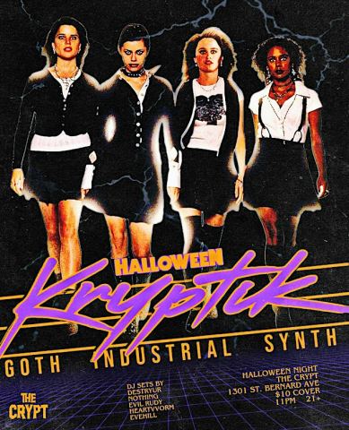 Poster: KRYPTIK Halloween: Goth ⛓️ Industrial ⛓️ Synth, The Crypt, Nov 1