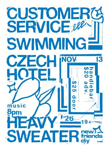 Poster: Customer Service / Swimming / Czech Hotel / Heavy Sweater, Collective Arts Toronto Taproom, Nov 13