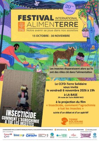 Affiche : Insecticide, comment l'agrochimie a tué les insectes, Les Diables Bleus (La BASE), 6 nov.