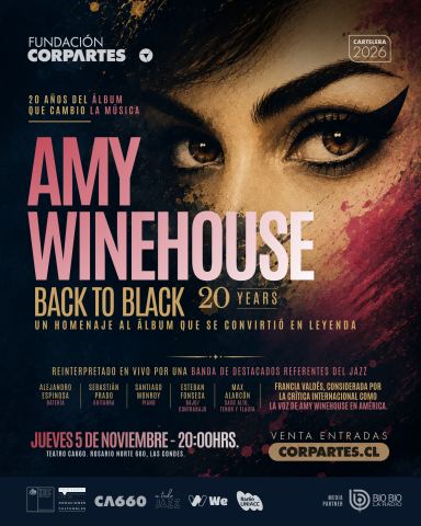 Cartel: Amy Winehouse, Back to Black: 20 Years, Fundación CorpArtes (Teatro CA660), 5 nov