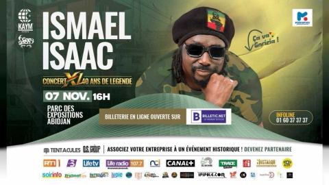 Affiche : Ismael Isaac : 40 ans de légende, Parc des Expositions d'Abidjan, 7 nov.