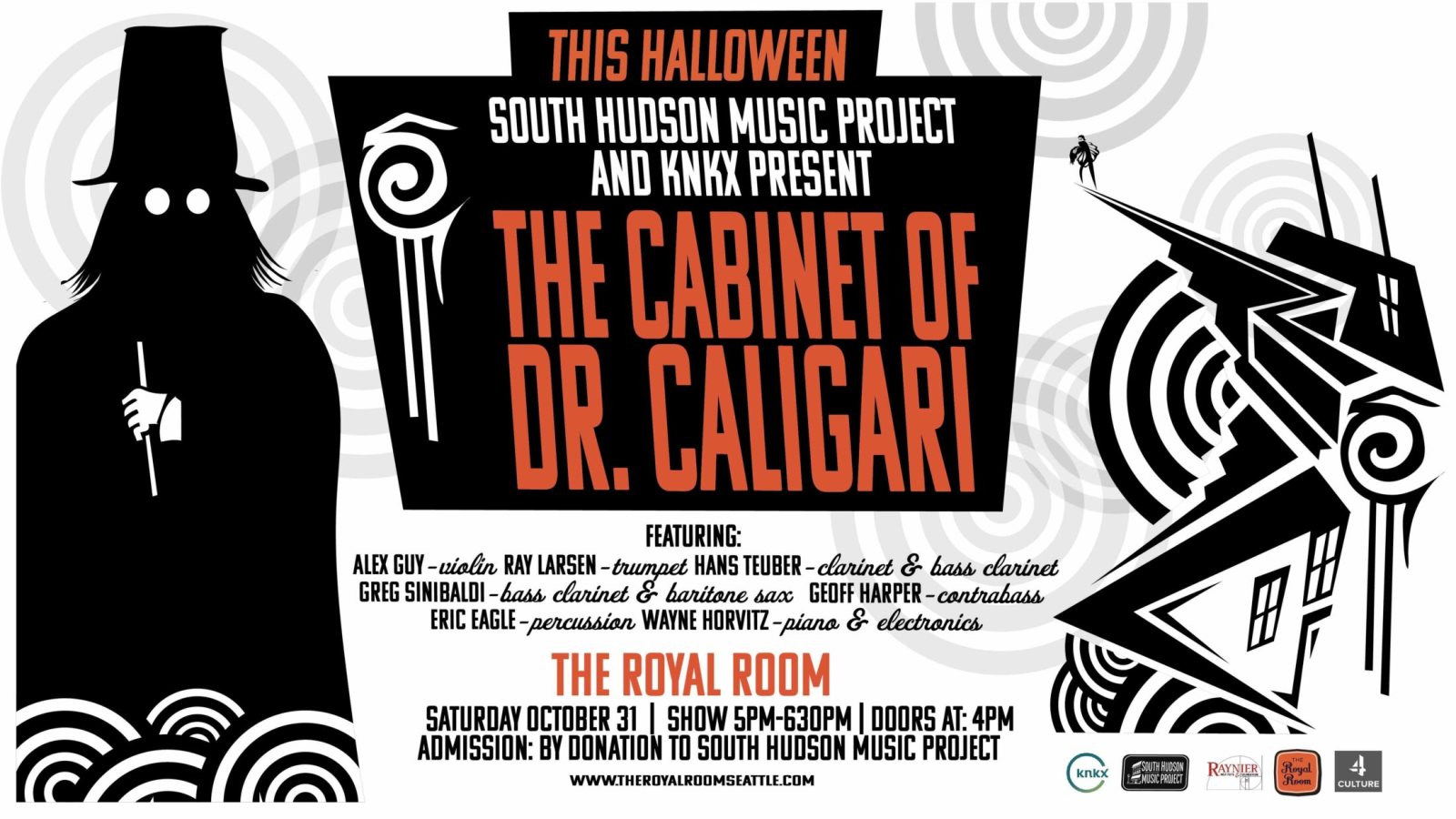 Poster: South Hudson Music Project and KNKX Present: The Cabinet of Dr Caligari