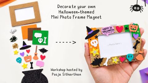Poster: Decorate your own Halloween-themed Mini Photo Frame Magnet, Well Played Board Game Café Chennai, Oct 31