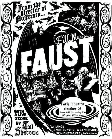 Poster: Faust 100th Year Anniversary Screening w/ Live Score, Park Theatre, Oct 28