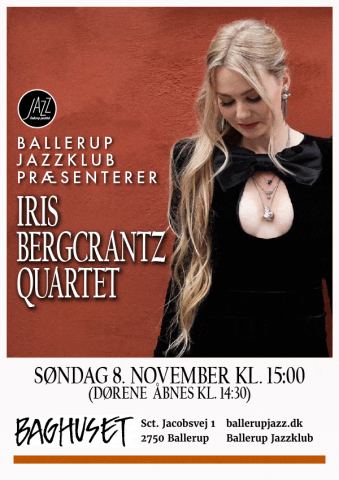 Plakat: Iris Bergcrantz Quartet, Baghuset, 8. nov.