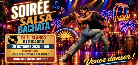 Affiche : Dimanche LATINO au Harlem Café, 1, rue Freyssinet, 25 oct.