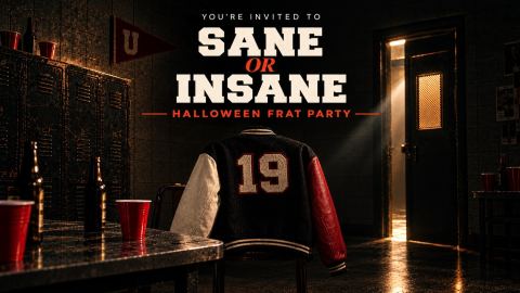 Poster: Sane or Insane - Halloween Frat Party, Luft Bar and Kitchen, Oct 31