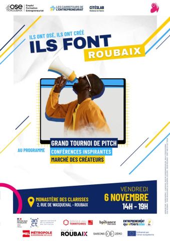 Poster: ILS FONT ROUBAIX, le 6 novembre 2026. Les entrepreneurs prennent la parole 📢, Monastère des Clarisses, Nov 6