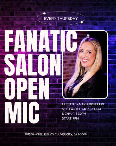 Poster: Thursday Open Mic with Maria Bruggere, Fanatic Salon Theater, Oct 29